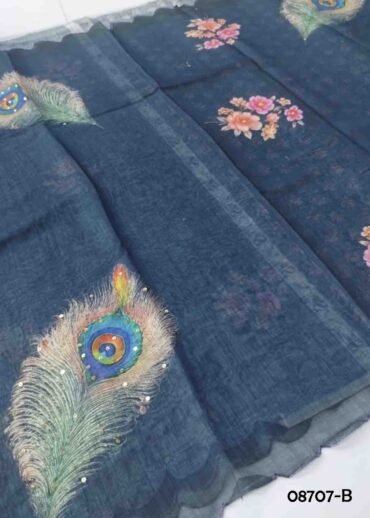 Kavitha - 08707-B  Grey Color Trendy Linen Saree CM1407335 (RR1E)