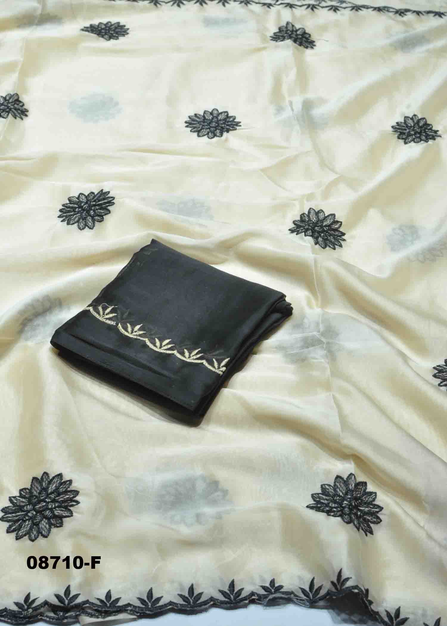 Janani- 08710-F Offwhite Color Excellent Black Rangoli Saree CM1458247 (RR3C)