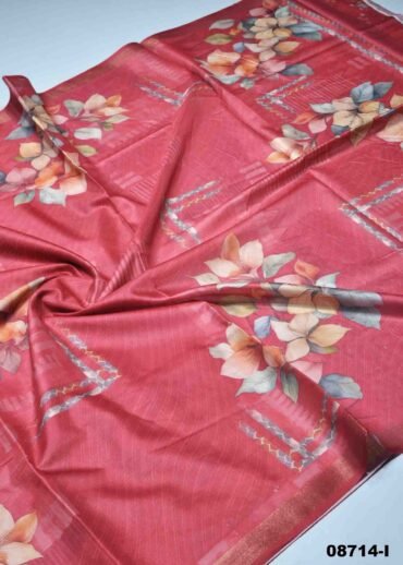 Shalini-  08714-I  Peachred  Color Excellent  Dola Silk  Saree CM1456975 (RR3C)