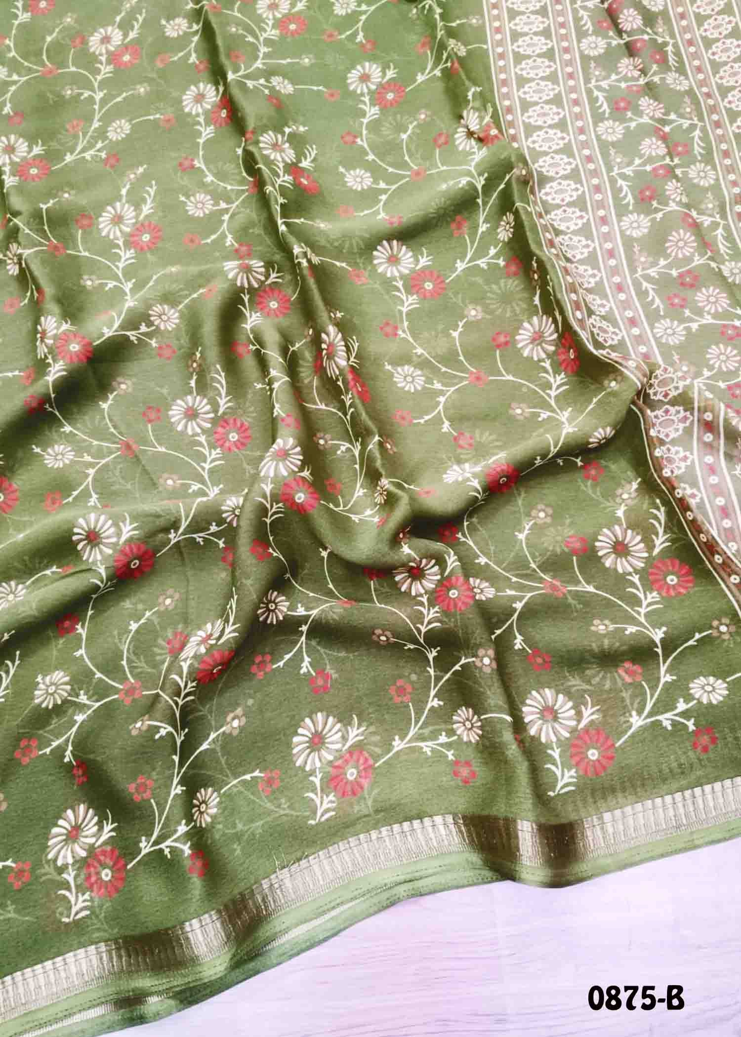 Deepa - 0875-B OliveGreen Color Trendy Soft Georgette Saree CM1431412