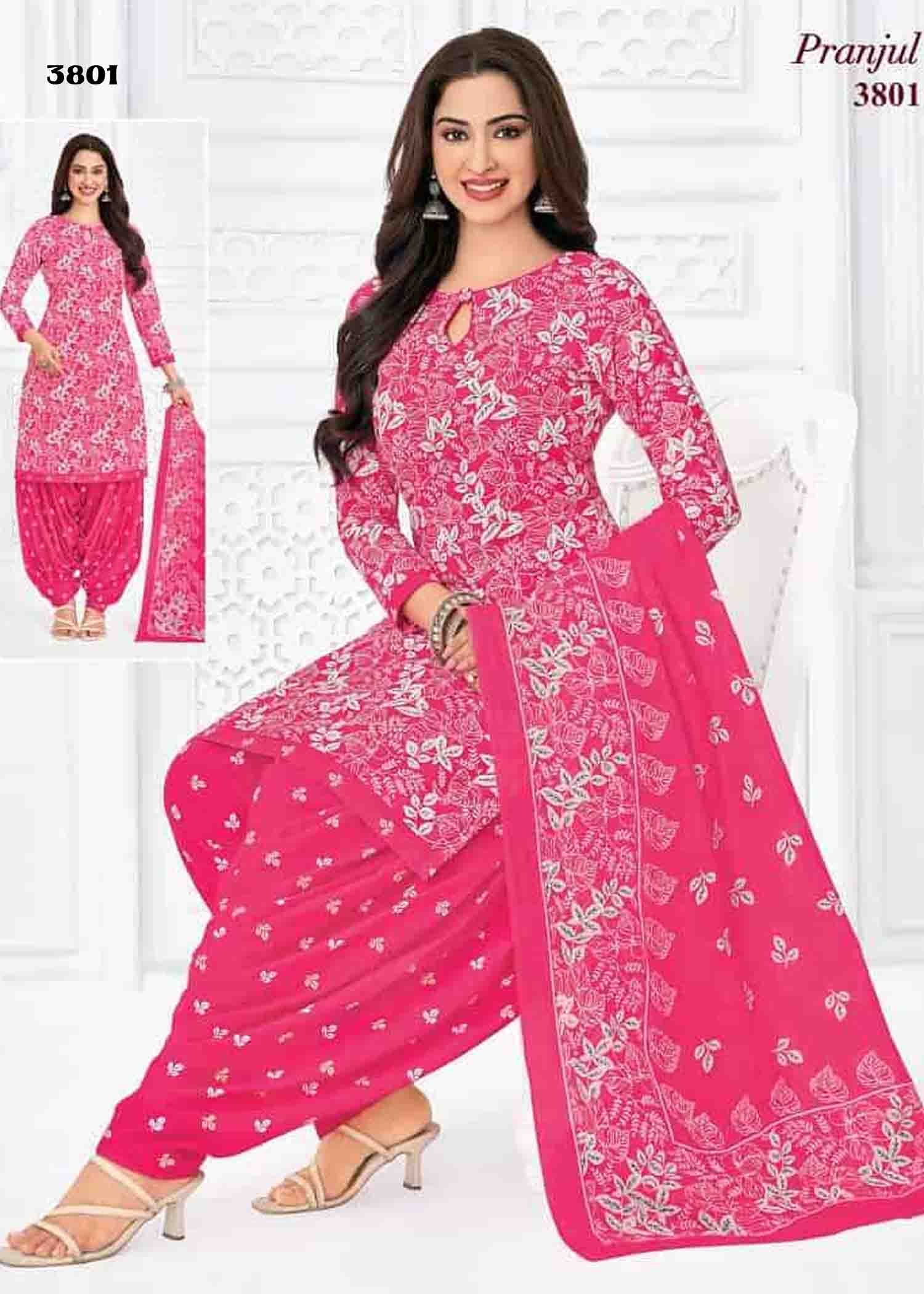 Pranjul Vol-38 - 3801 Pink Color Cotton Salwar Material CM1424770 (LR6D)