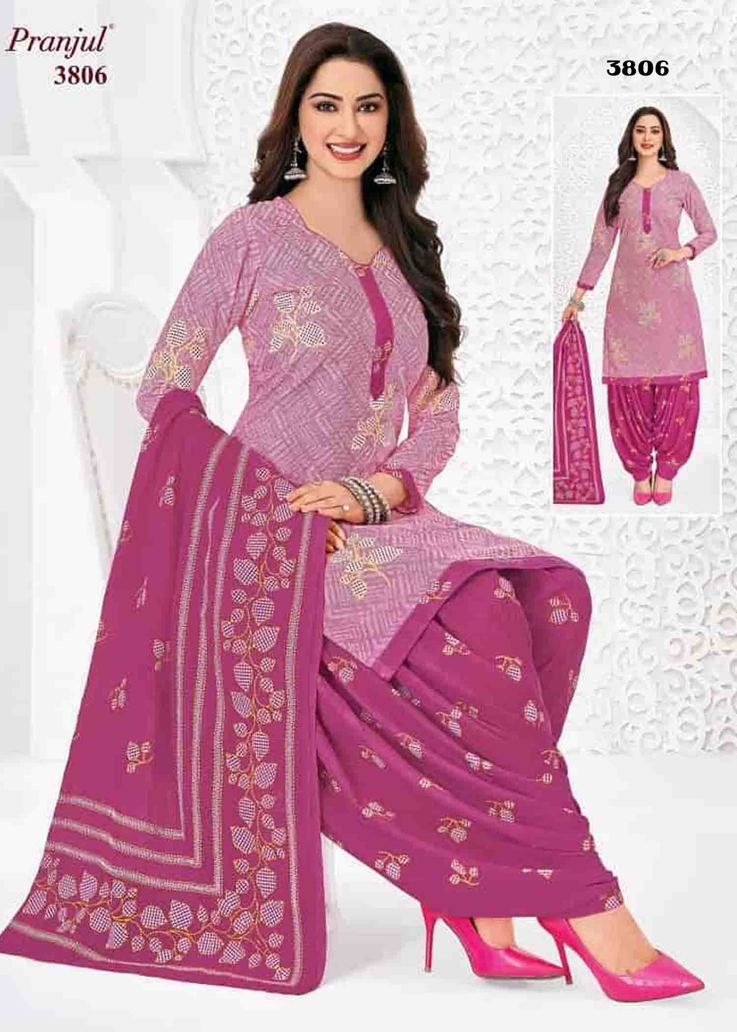 Pranjul Vol-38 - 3806 Pink Color Cotton Salwar Material CM1424770 (LR6D)