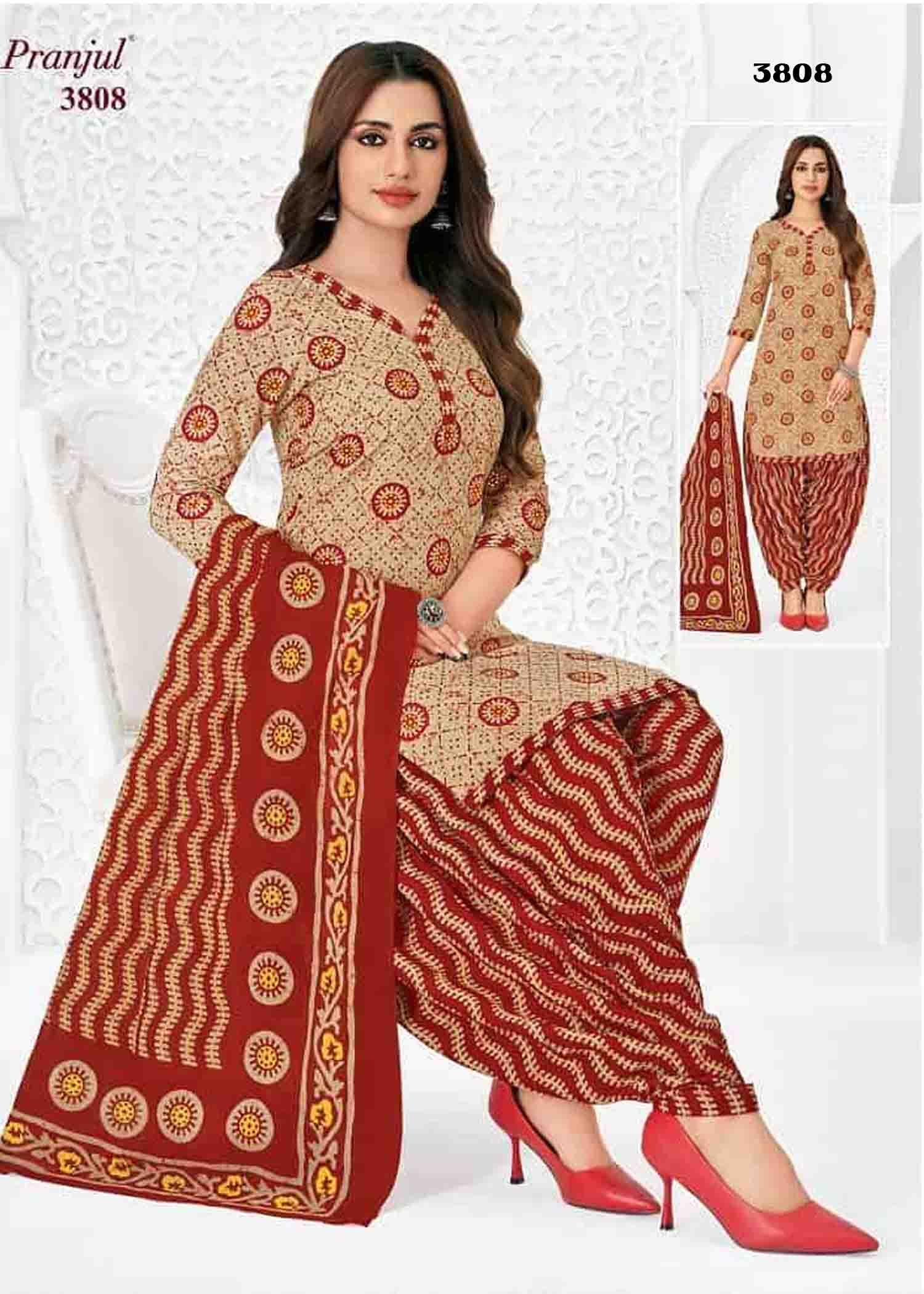 Pranjul Vol-38 - 3808 Tan Color Cotton Salwar Material CM1424770 (LR6D)