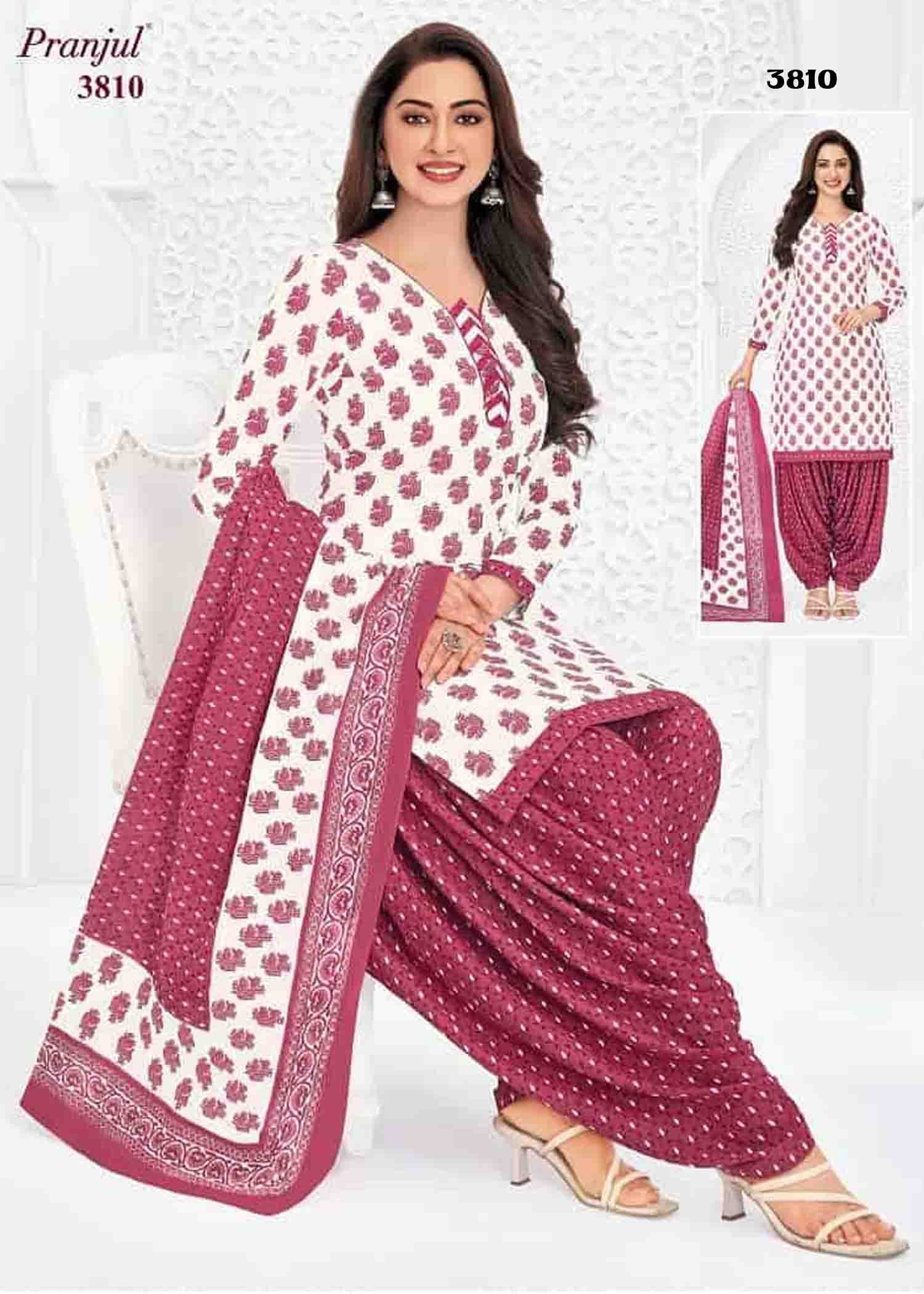 Pranjul Vol-38 - 3810 Halfwhite Color Cotton Salwar Material CM1424770 (LR6D)