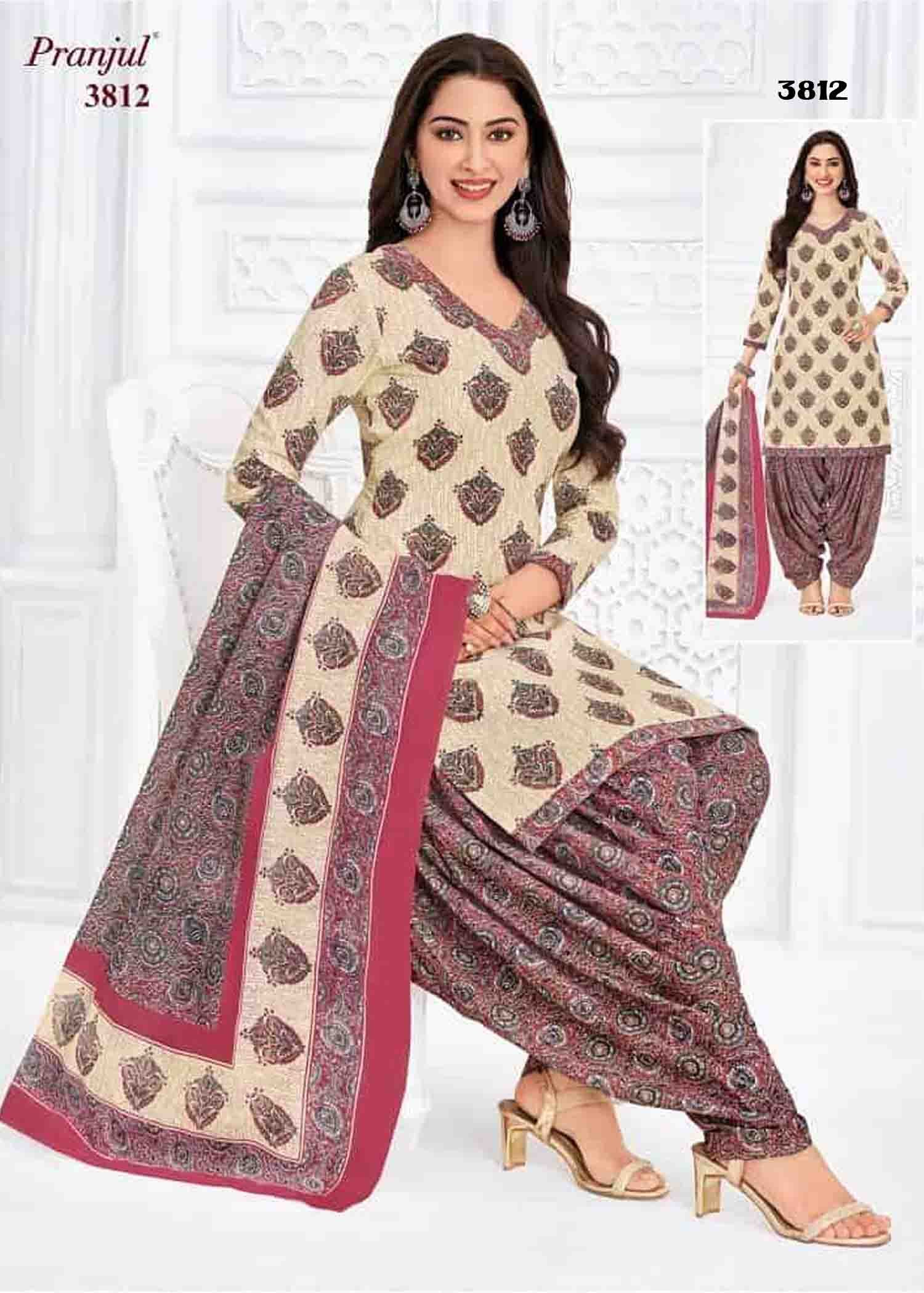 Pranjul Vol-38 - 3812 Tan Color Cotton Salwar Material CM1424770 (LR6D)