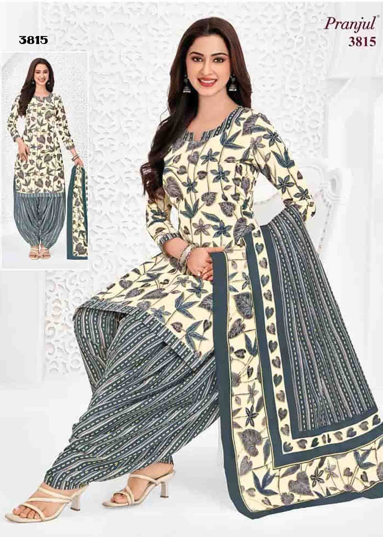 Pranjul Vol-38 - 3815 Halfwhite Color Cotton Salwar Material CM1424770 (LR6D)