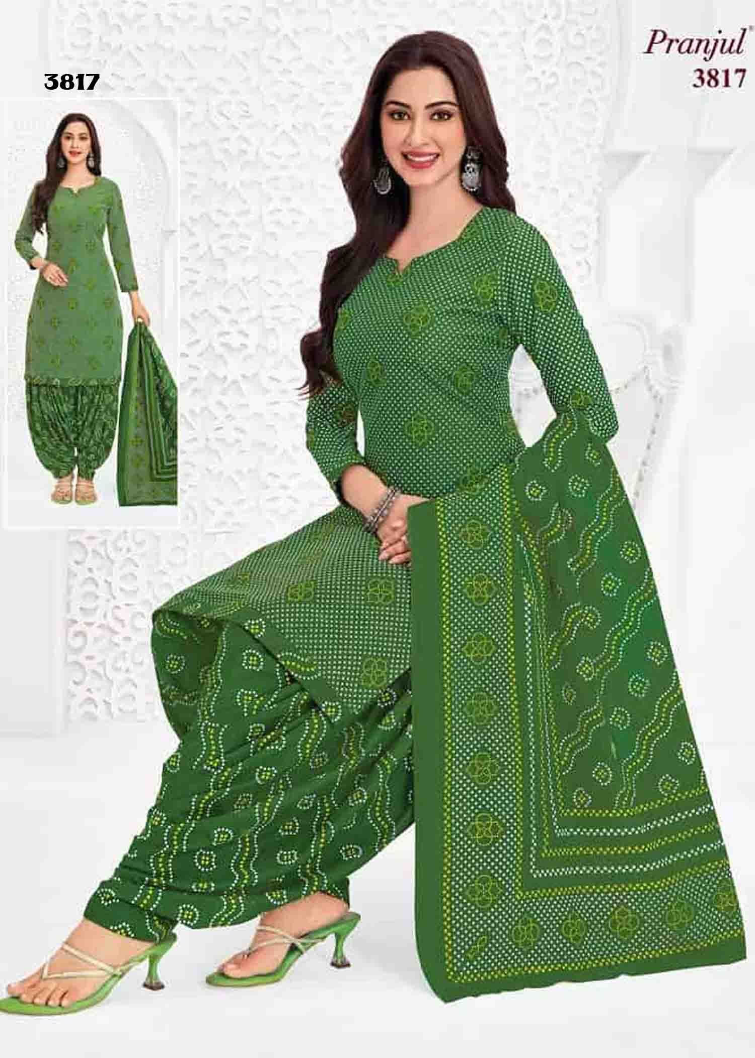 Pranjul Vol-38 - 3817 Green Color Cotton Salwar Material CM1424770 (LR6D)