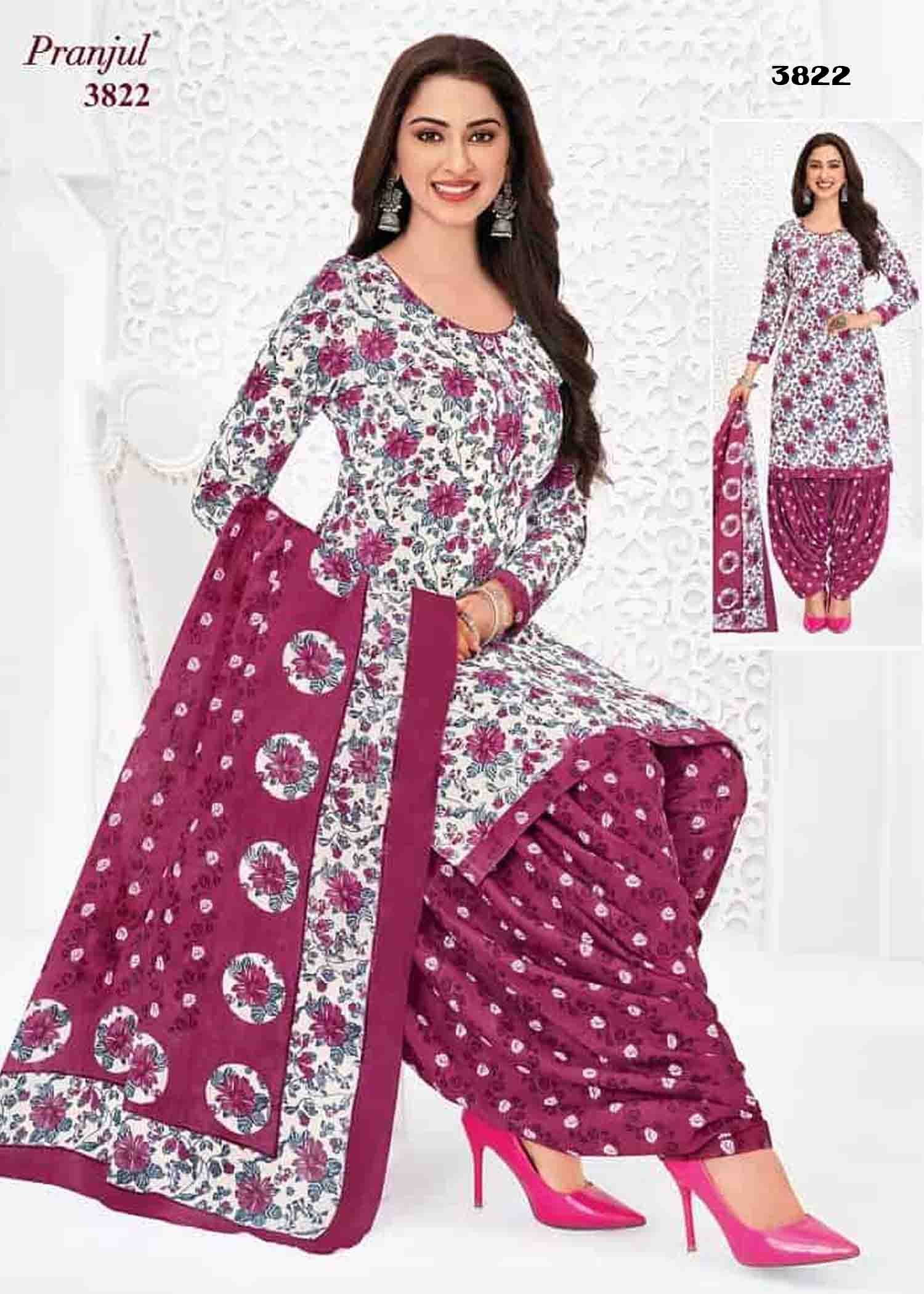 Pranjul Vol-38 - 3822 Halfwhite Color Cotton Salwar Material CM1424770 (LR6D)