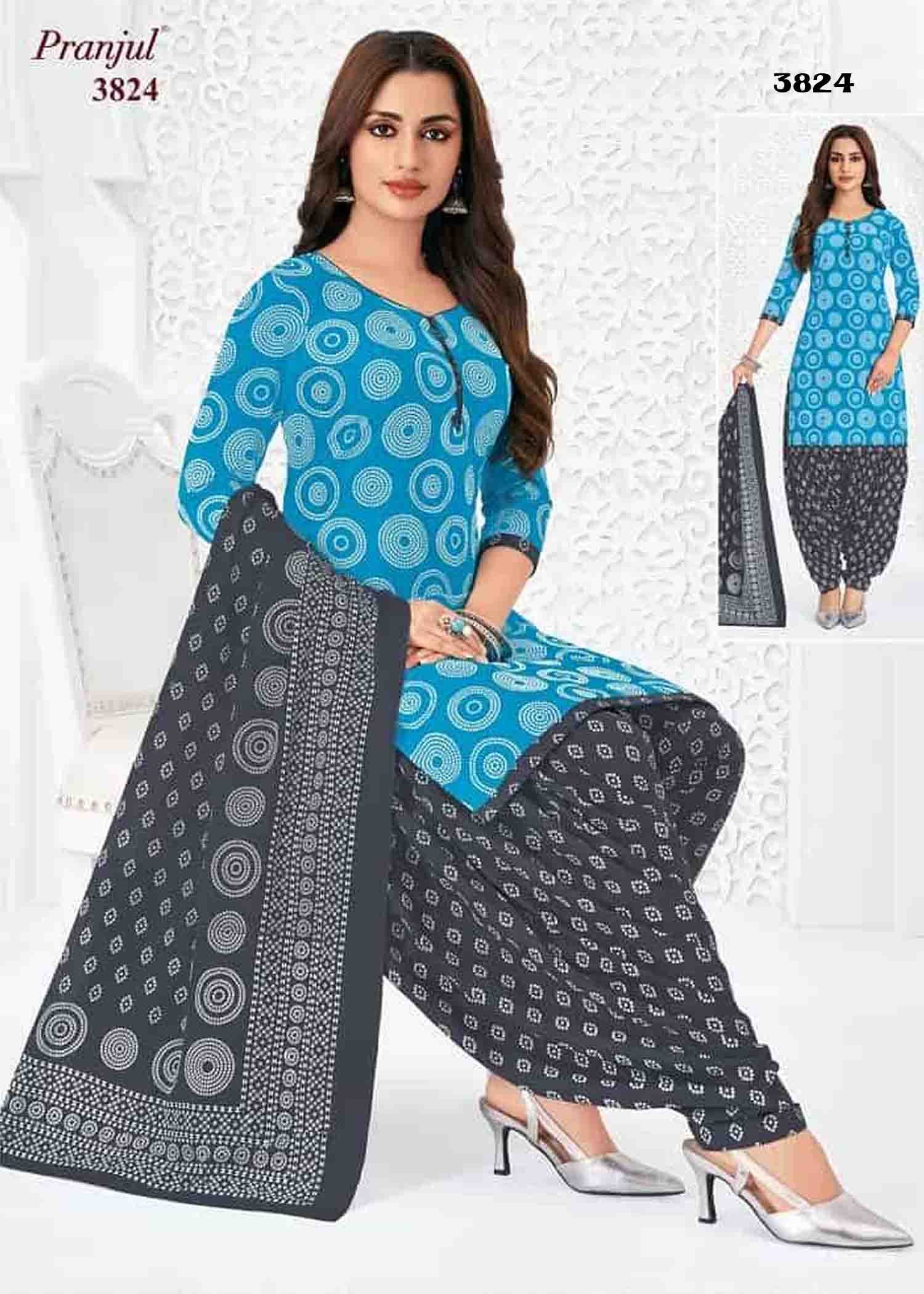 Pranjul Vol-38 - 3824 SkyBlue Color Cotton Salwar Material CM1424770 (LR6D)