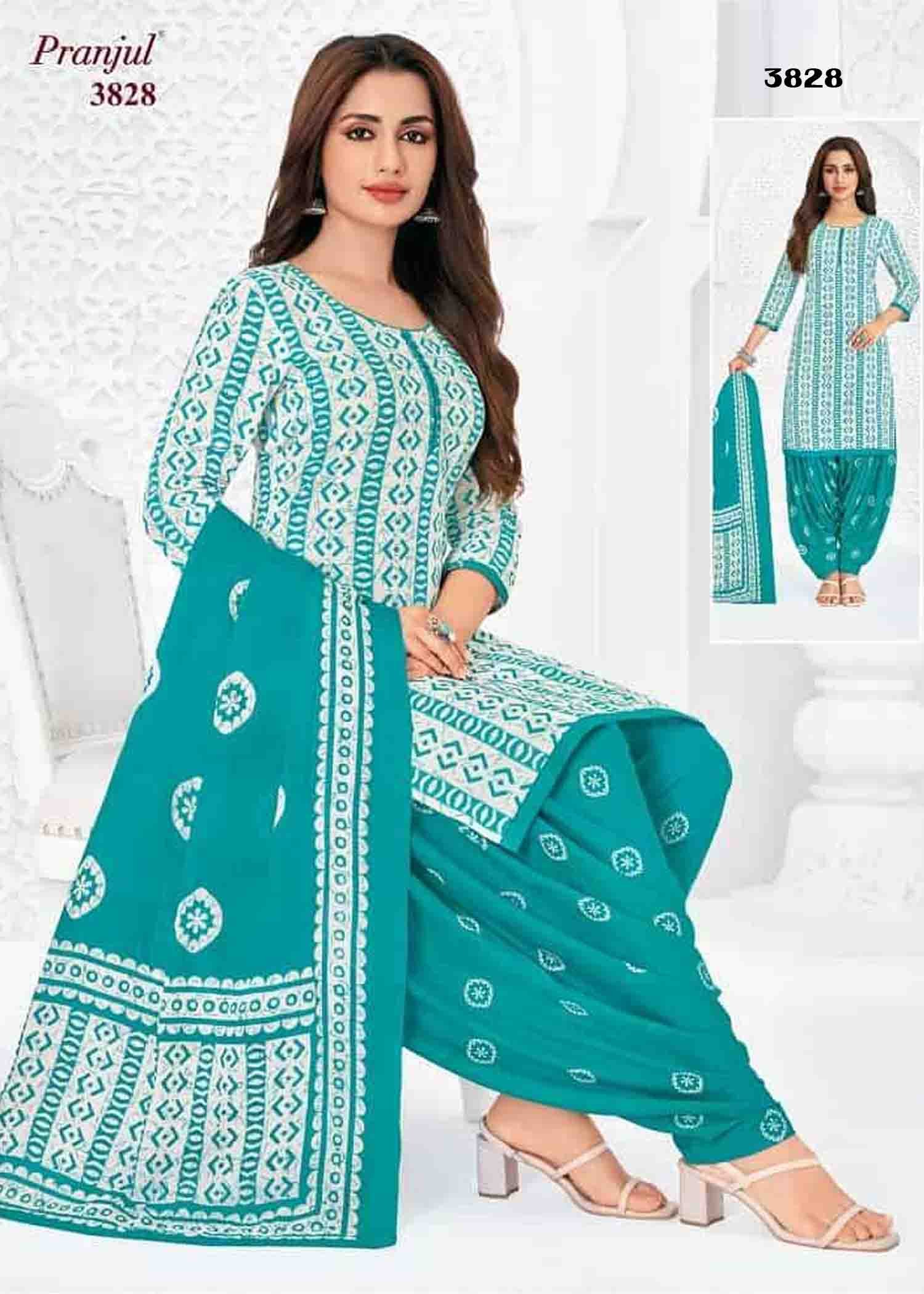 Pranjul Vol-38 - 3828 Halfwhite Color Cotton Salwar Material CM1424770 (LR6D)