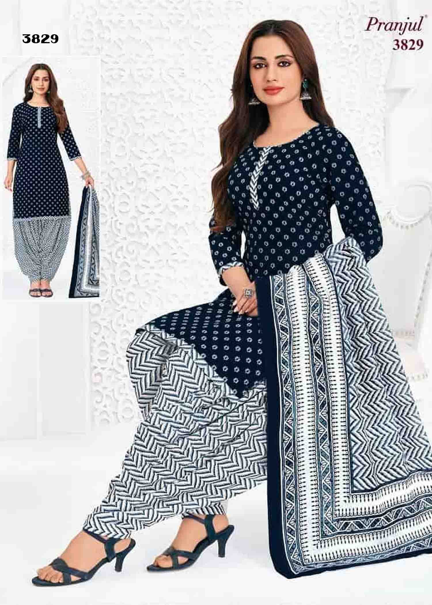 Pranjul Vol-38 - 3829 Black Color Cotton Salwar Material CM1424770 (LR6D)