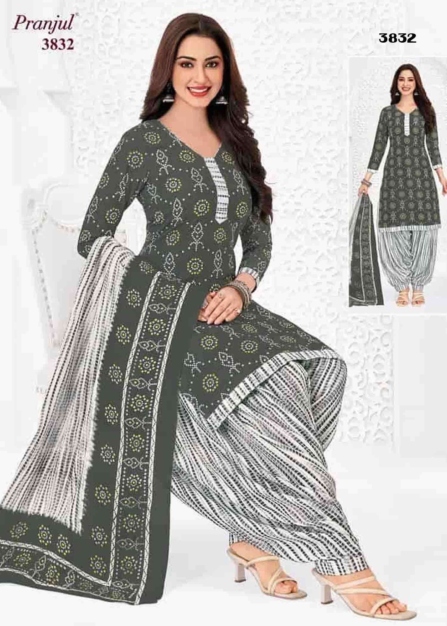 Pranjul Vol-38 - 3832 Grey Color Cotton Salwar Material CM1424770 (LR6D)