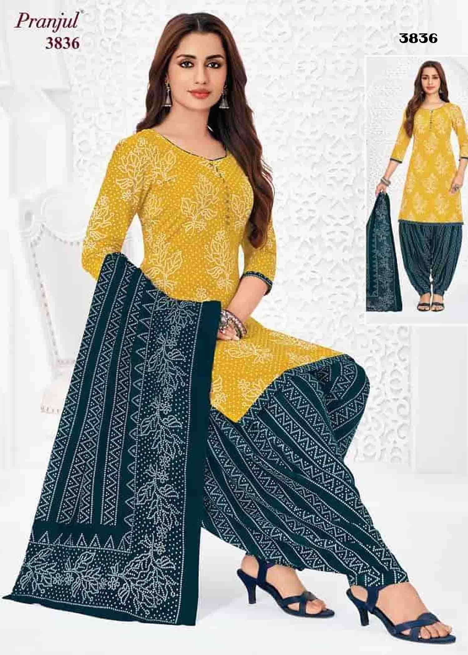 Pranjul Vol-38 - 3836 Yellow Color Cotton Salwar Material CM1424770 (LR6D)