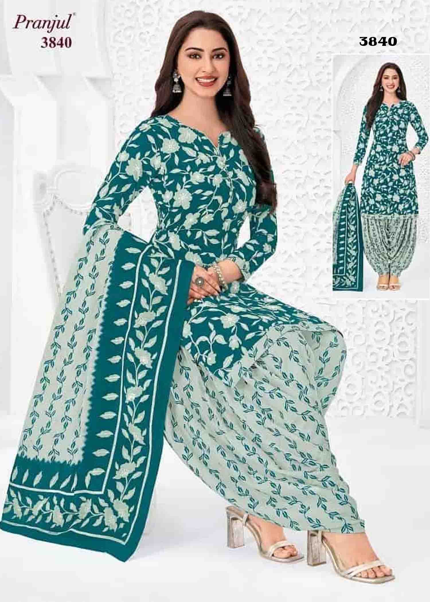 Pranjul Vol-38 - 3840 PineGreen Color Cotton Salwar Material CM1424770 (LR6D)