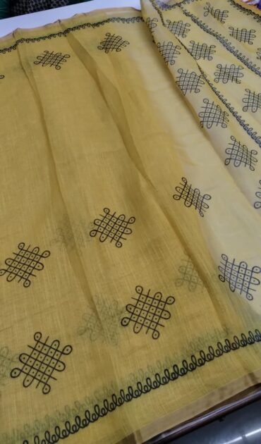 Zalar - 0810-A Yellow Color Linen Cotton Saree CM1449312