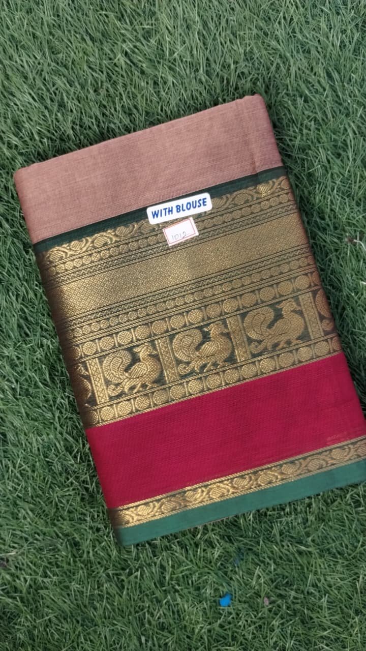 Meenakshi - 08214-G Rosewood Color Traditional Excellent Chettinad Cotton Saree CM1449045 (LR1B)