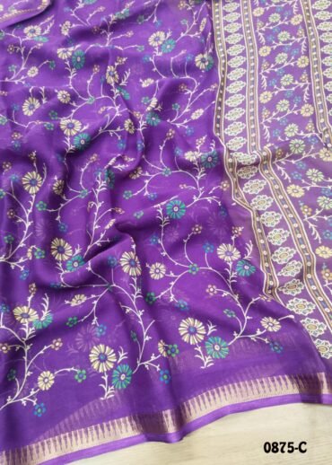 Anitha 545-A Blue, Green, Violet Color Soft Georgette Saree CM1447787