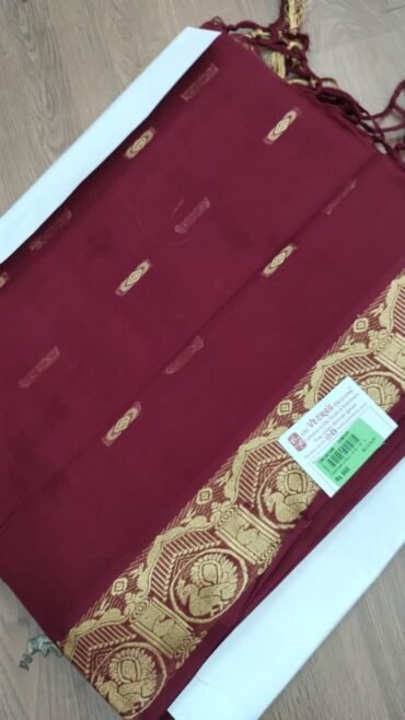 Sindur 660-A Maroon Color Chettinad Cotton Saree CM1461590