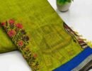 Saisrinika -0703-B Olivegreen Color Trendy  Linen Cotton Saree CM1416738  (LR3C)