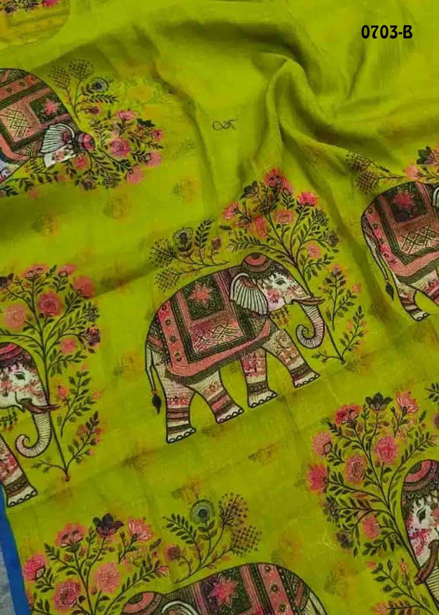 Saisrinika -0703-B Olivegreen Color Trendy Linen Cotton Saree CM1416738 (LR3C)