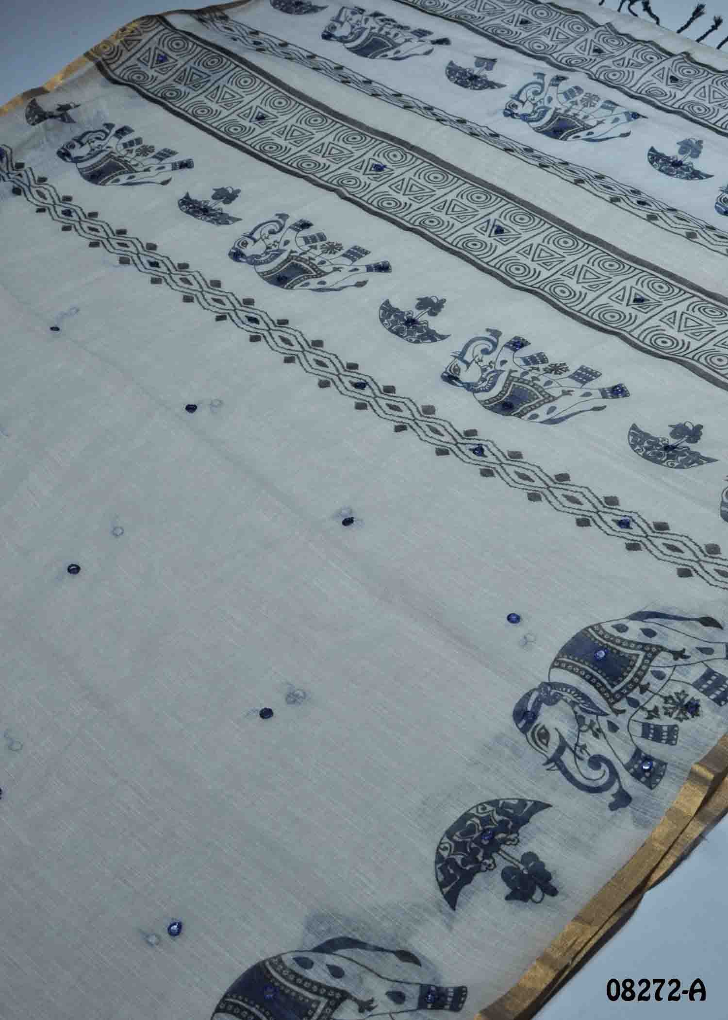 Kavinya-08272-A SilverGrey Color Excellent Linen Cotton Saree CM1448213 (LR1C)