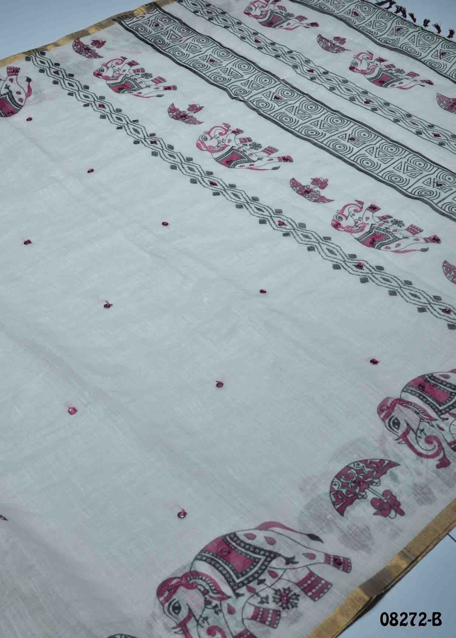 Kavinya-08272-B SilverGrey Color Excellent Linen Cotton Saree CM1448213 (LR1C)