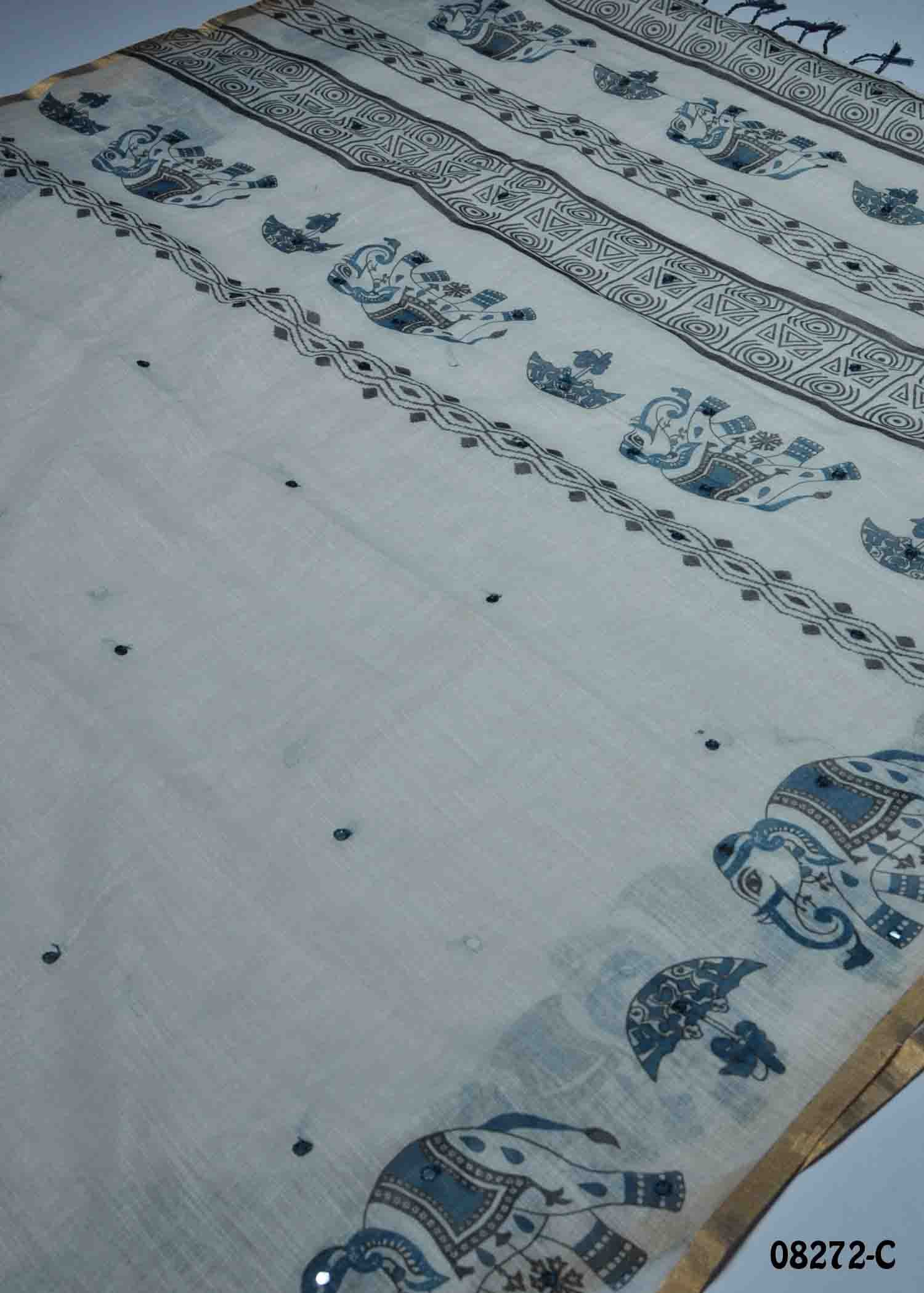 Kavinya-08272-C SilverGrey Color Excellent Linen Cotton Saree CM1448213 (LR1C)