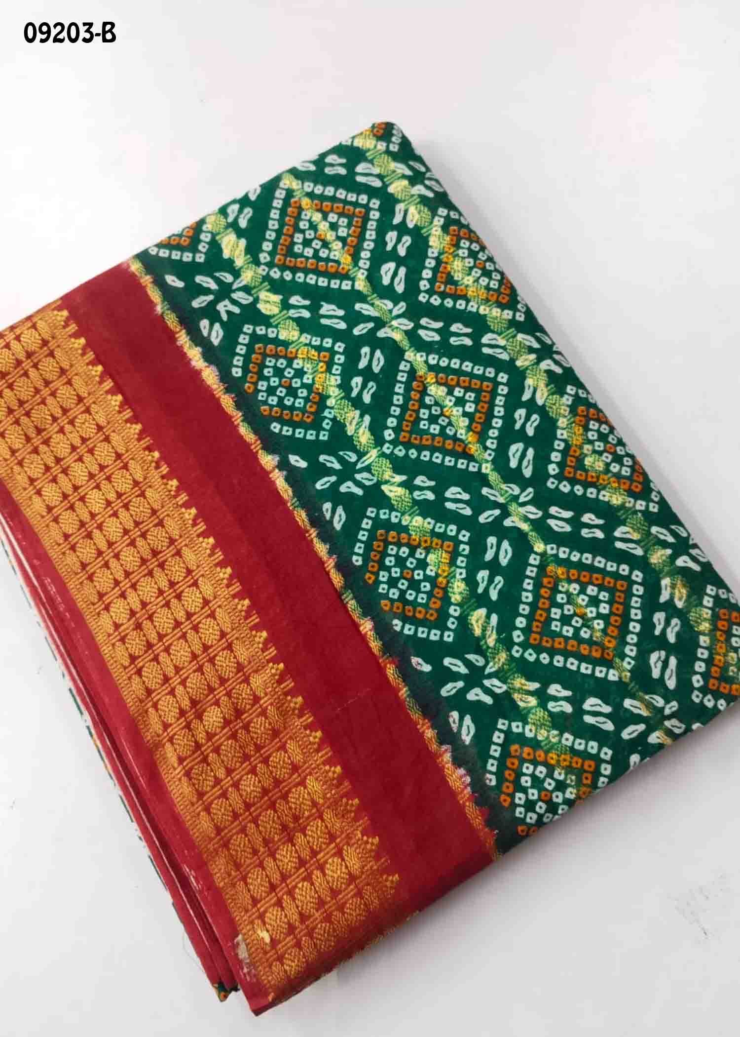 Anushka-09203-B Green Color Excellent Battik Cotton Saree CM1452389 (LR1B)