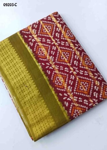 Anushka-09203-C  DarkRed Color Excellent  Battik Cotton Saree CM1452389 (LR1B)