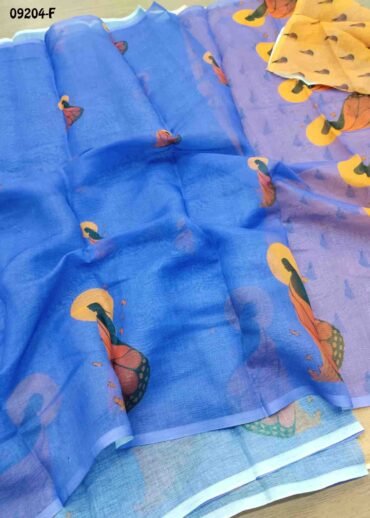 Aadharshini-09204-F  Blue Color Excellent  Linen Cotton Saree CM1449302 (LR1D)