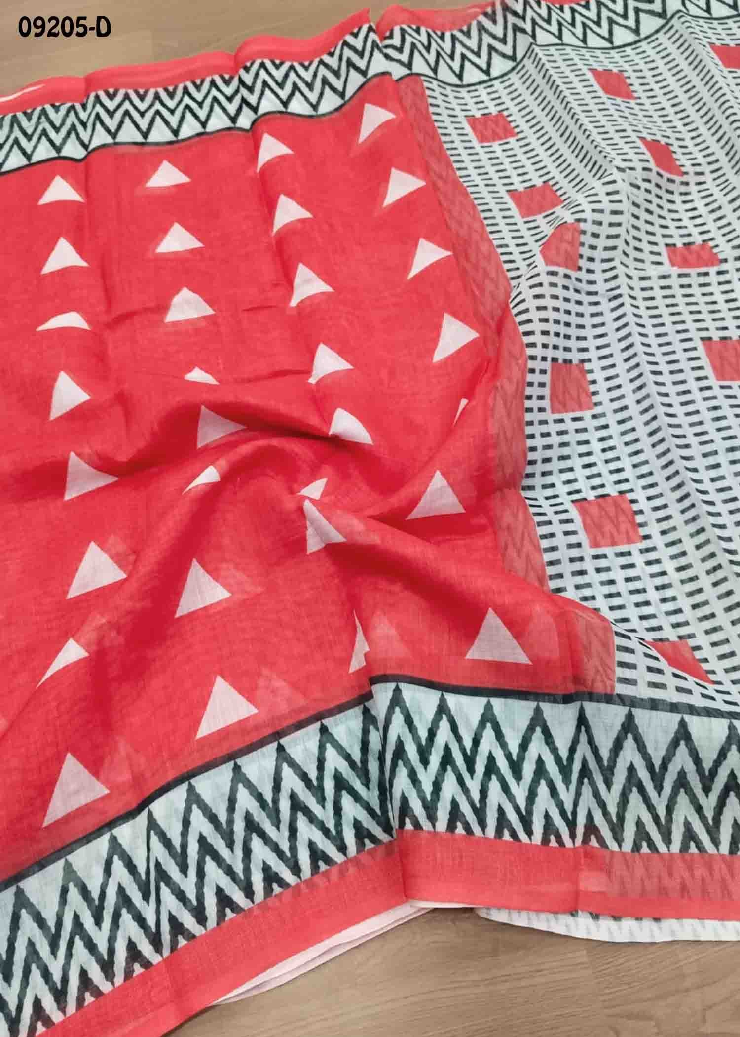 Aadhya-09205-D Red Color Excellent Linen Cotton Saree CM1449302 (LR1D)