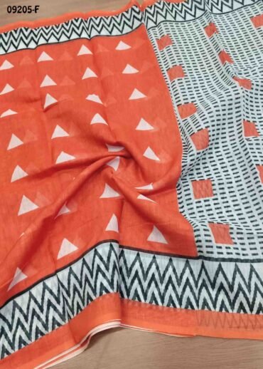 Aadhya-09205-F  Orange Color Excellent  Linen Cotton Saree CM1449302 (LR1D)