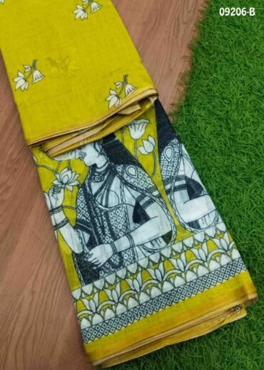 Latika-09206-B  LemonGreen Color Excellent  Linen Cotton Saree CM1449304 (LR1D)