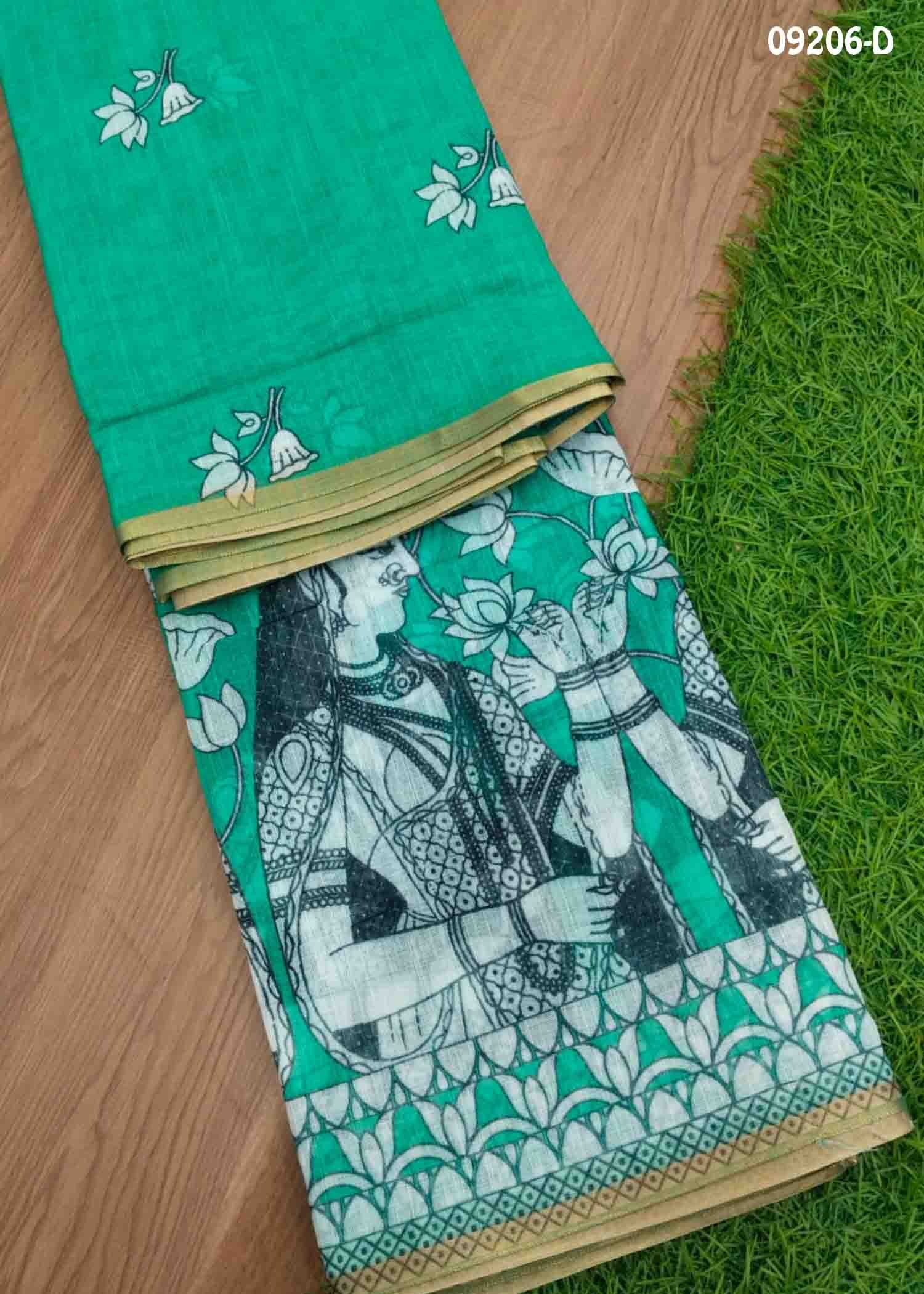 Latika-09206-D PineGreen Color Excellent Linen Cotton Saree CM1449304 (LR1D)