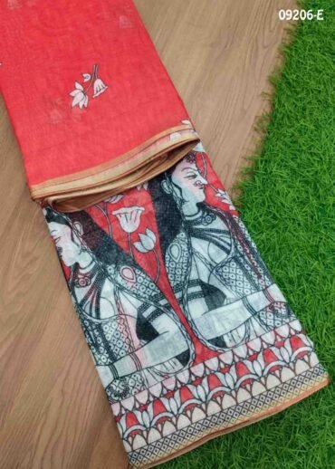 Latika-09206-E  Peach Color Excellent  Linen Cotton Saree CM1449304 (LR1D)