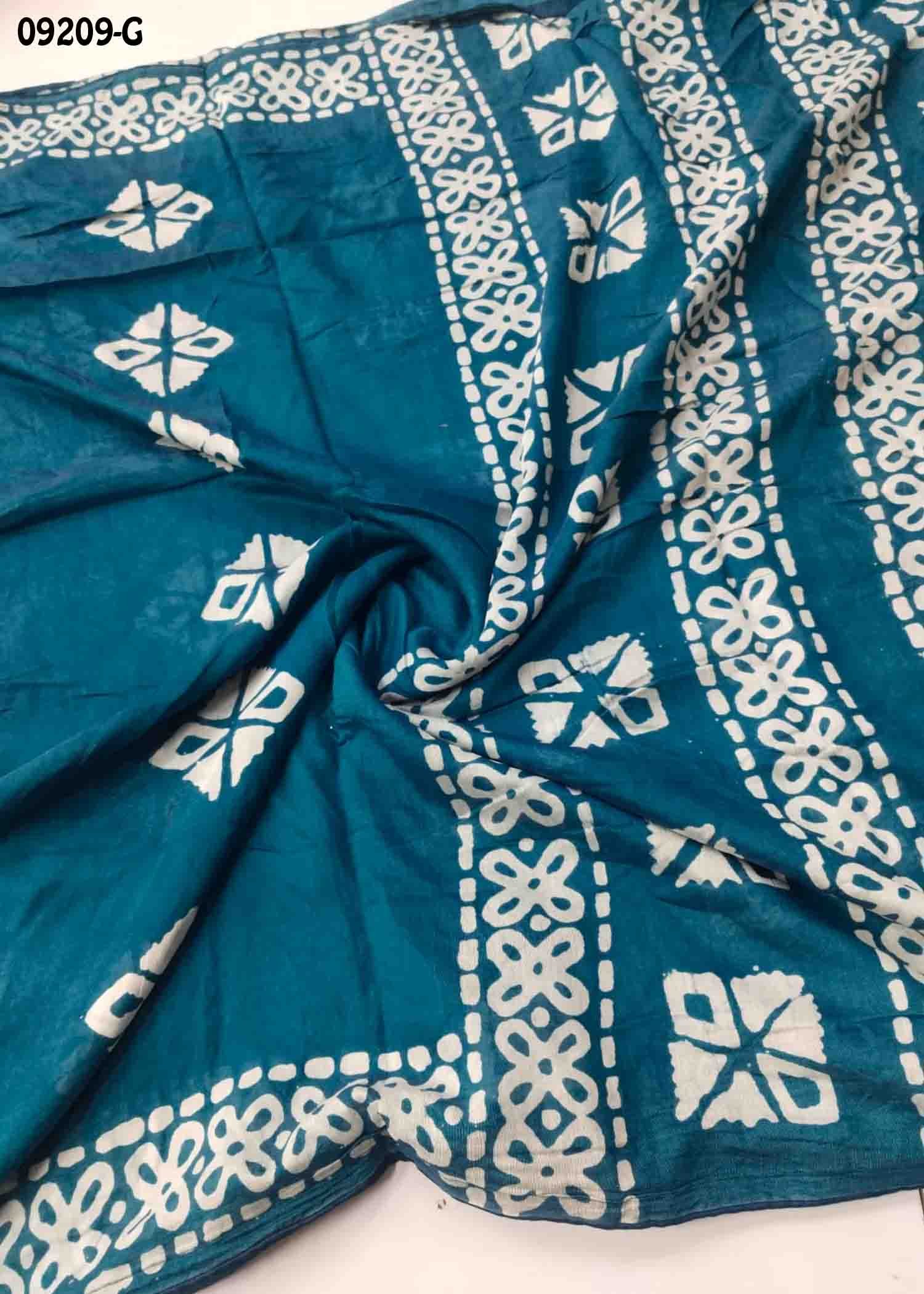 Vandana-09209-G PeacockBlue Color Trendy Fancy Cotton Saree CM1454048 (LR1C)