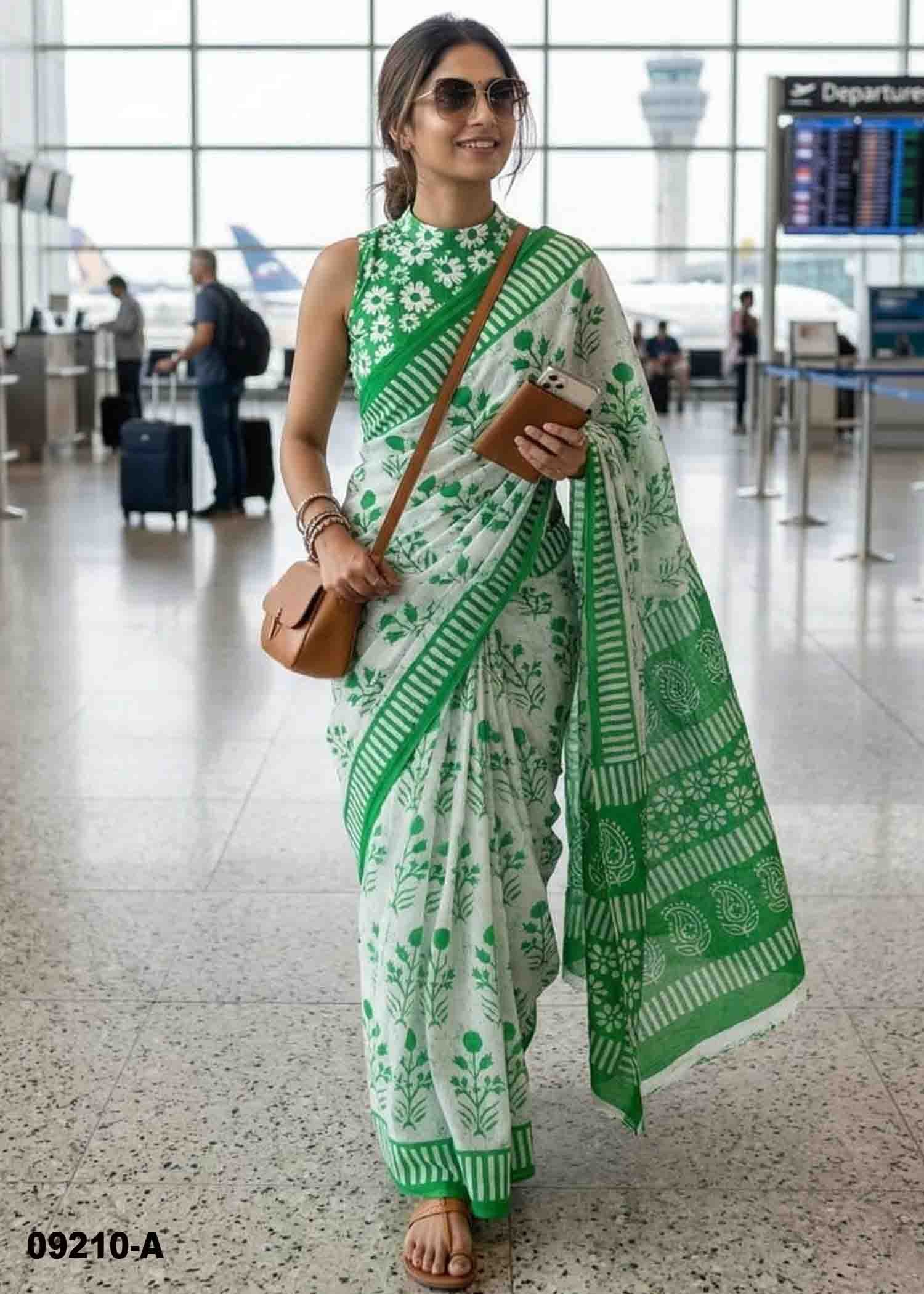 Keerthina -09210-A Halfwhite With Green Color Excellent Pure Cotton Saree CM1479555 (RR4D)
