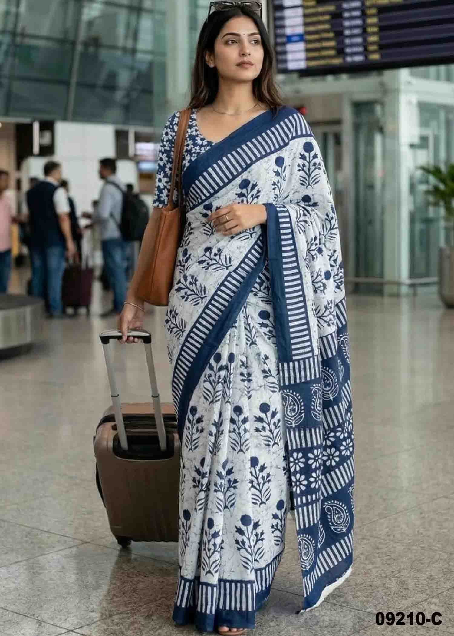 Keerthina -09210-C Halfwhite With Blue Color Excellent Pure Cotton Saree CM1479555 (RR4D)