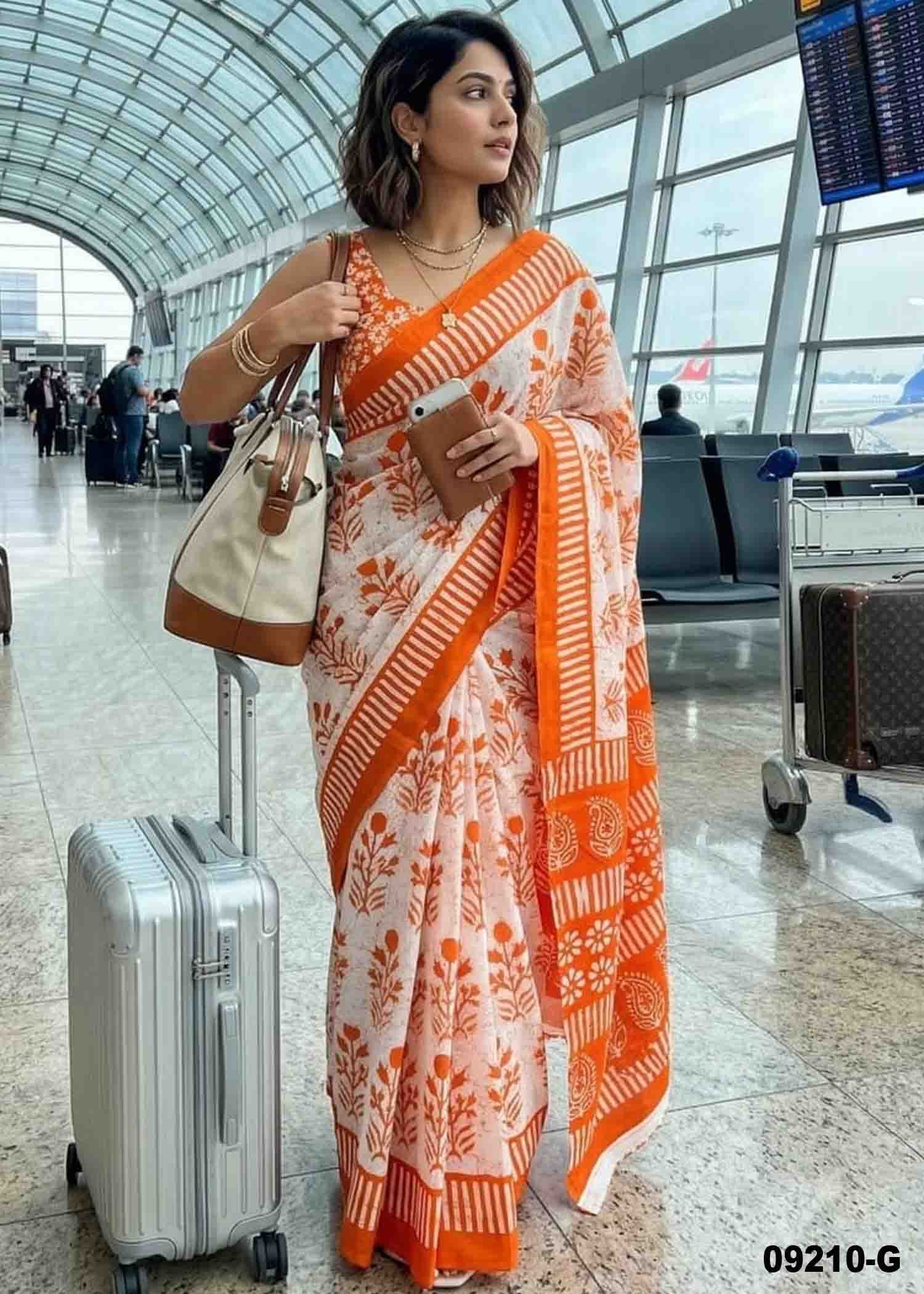 Keerthina -09210-G Halfwhite with Orange Color Excellent Pure Cotton Saree CM1479555 (RR4D)