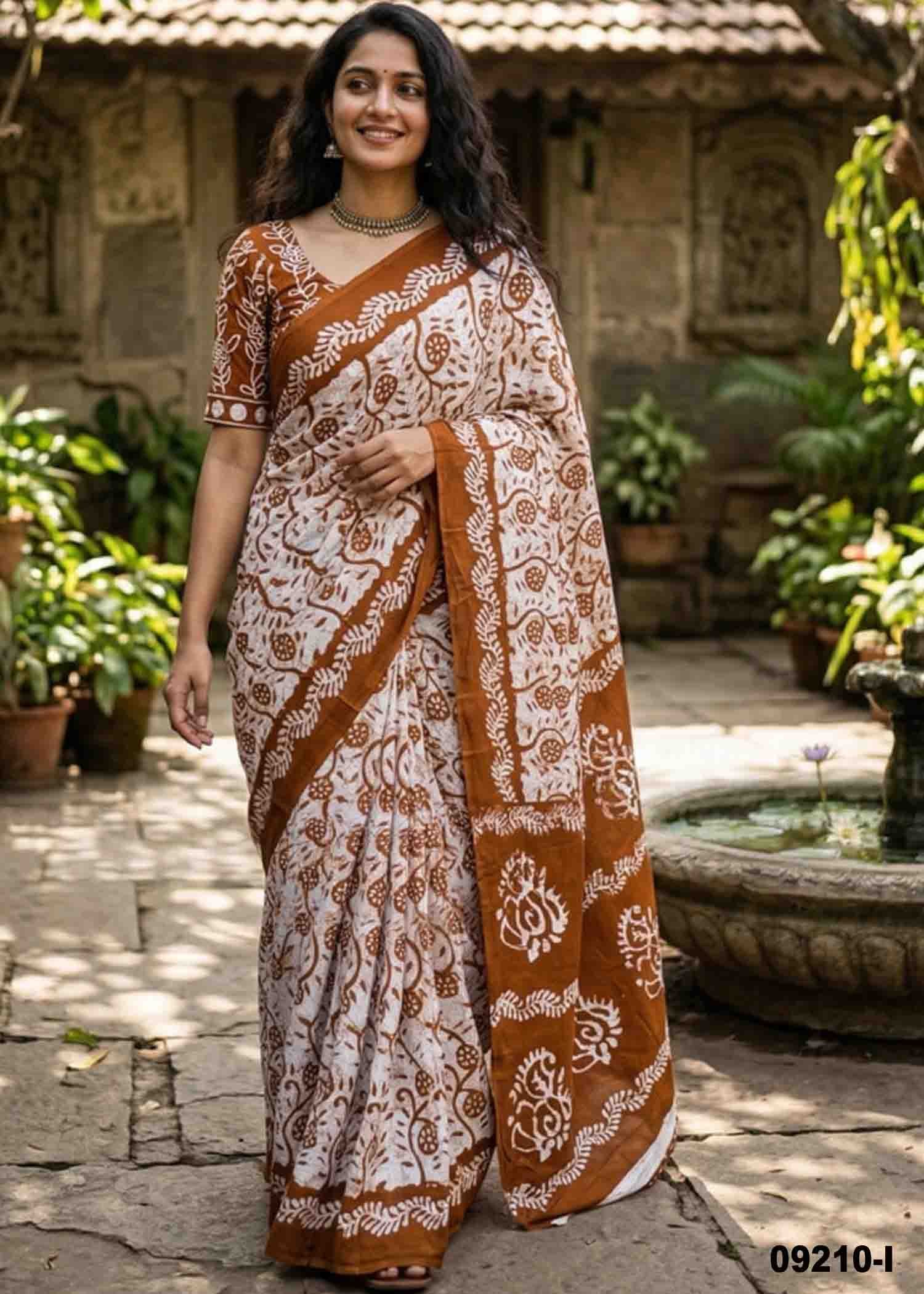 Keerthina -09210-I Halfwhite with Brown Color Excellent Pure Cotton Saree CM1479555 (RR4D)