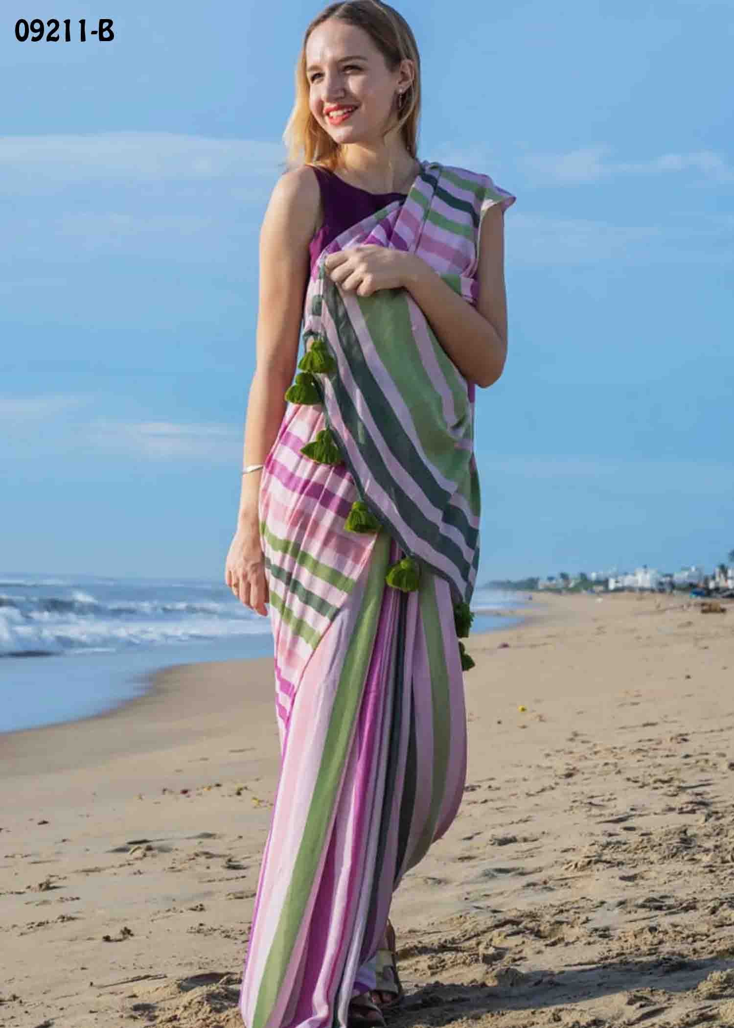 Amirtha - 09211-B Multi With Pink Color Trendy Mul Cotton Saree CM1440791 (LR1C)