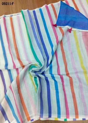 Amirtha  - 09211-F  Multi With Halfwhite Color Trendy  Mul Cotton Saree CM1440791 (LR1C)