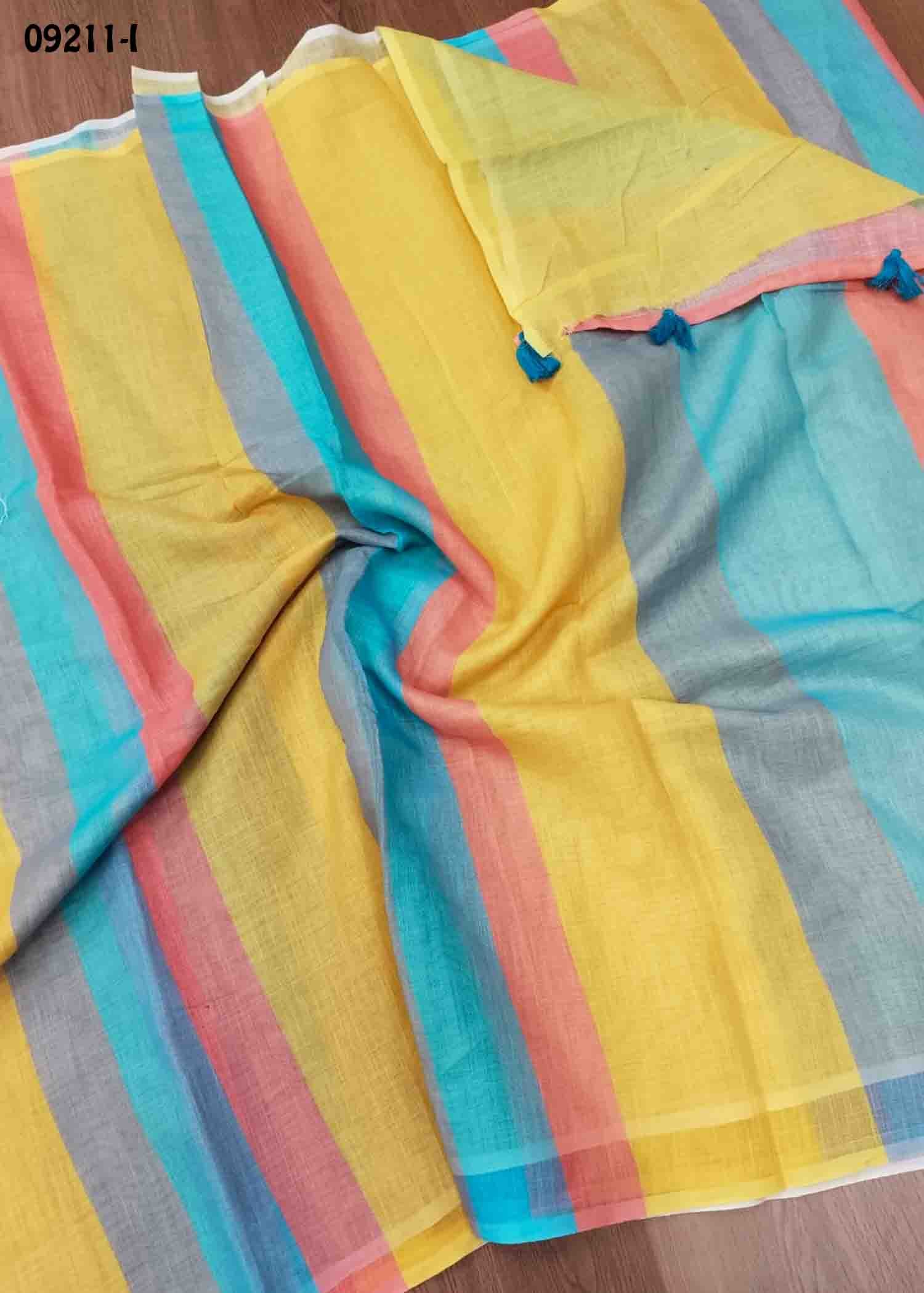 Amirtha - 09211-I Multi With Yellow Color Trendy Mul Cotton Saree CM1440791 (LR1C)