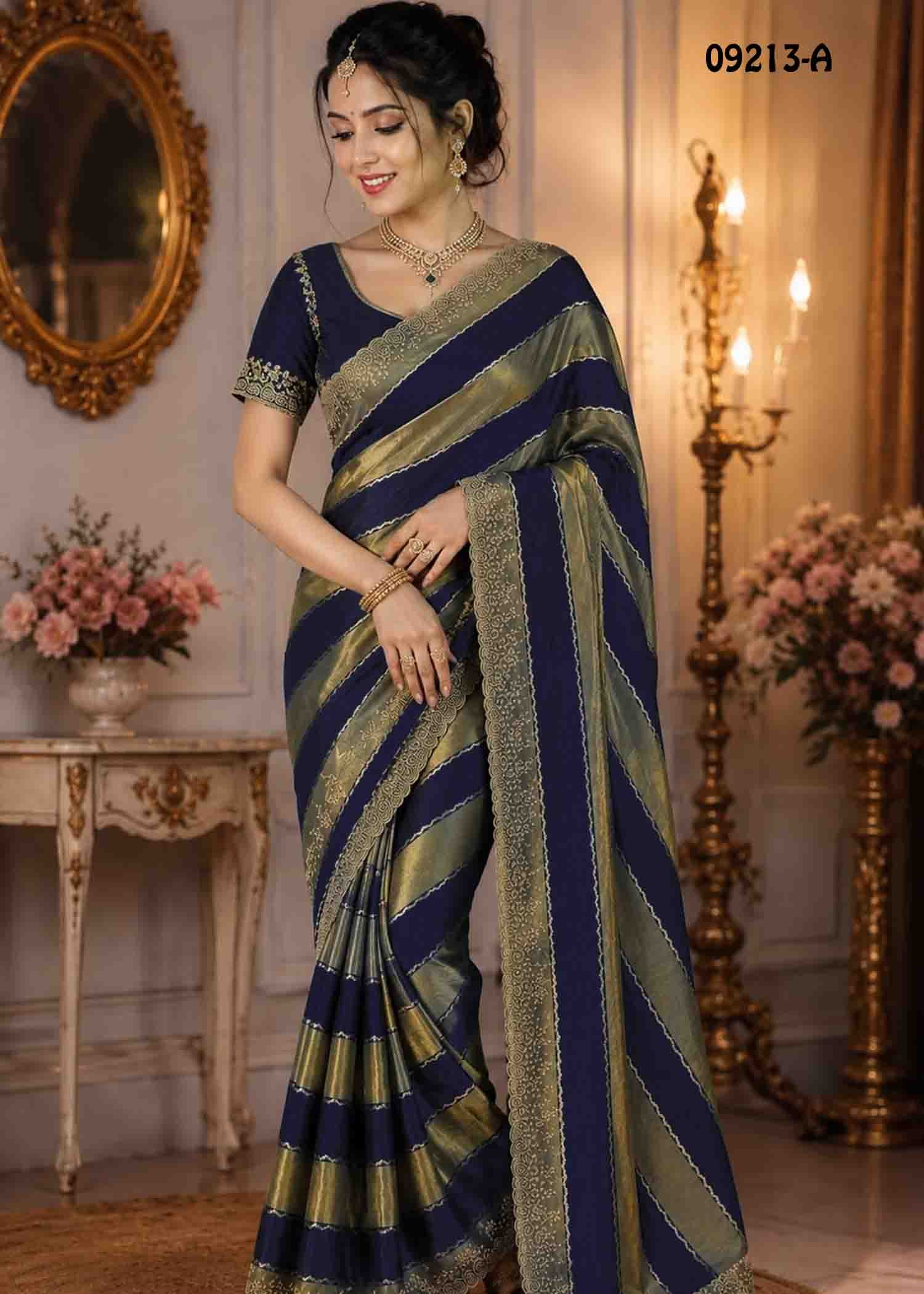Yashika - 09213-A Green Color Trendy Space Silk Saree CM1460493 (LR1C)