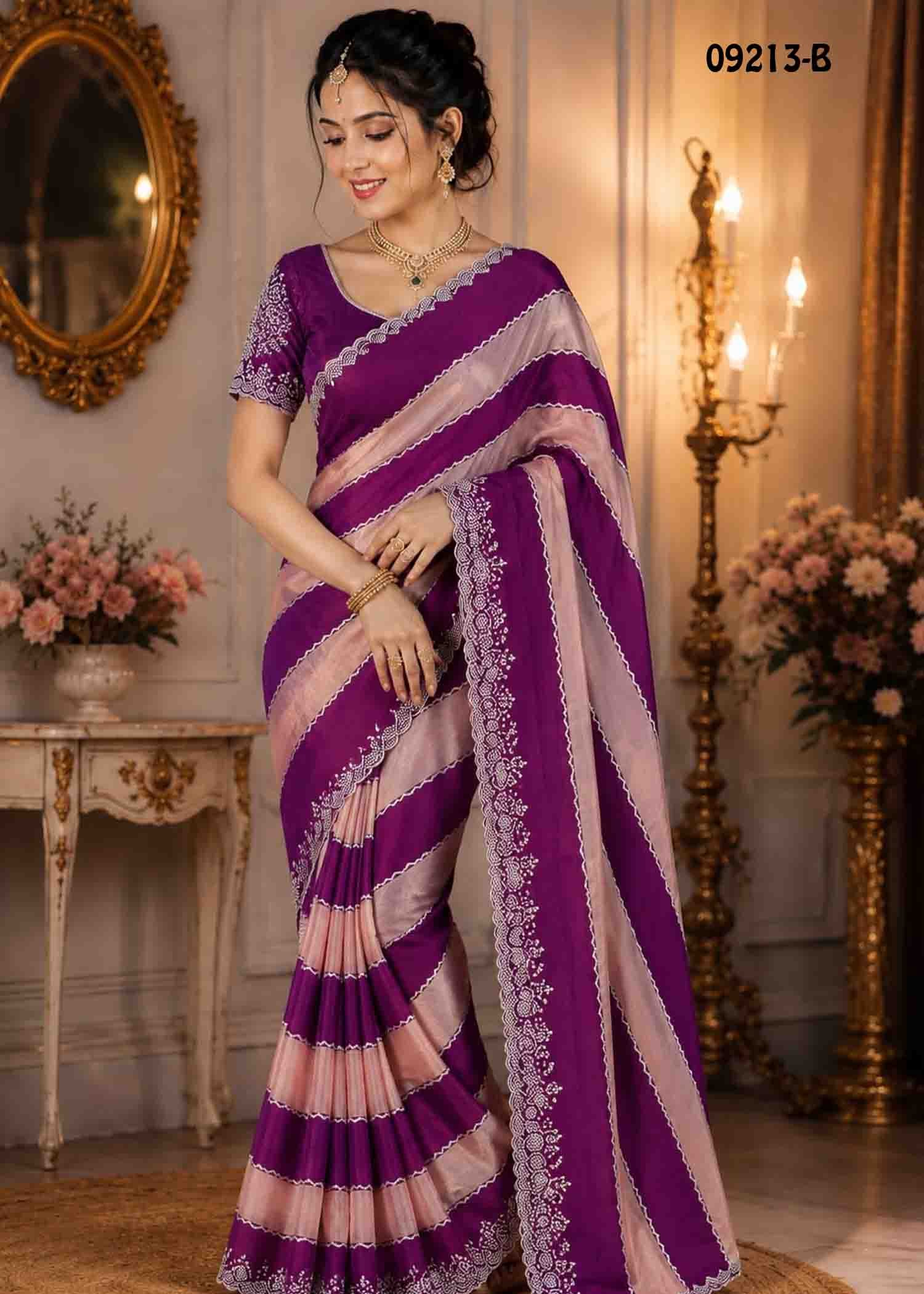 Yashika - 09213-B Purple Color Trendy Space Silk Saree CM1460493 (LR1C)