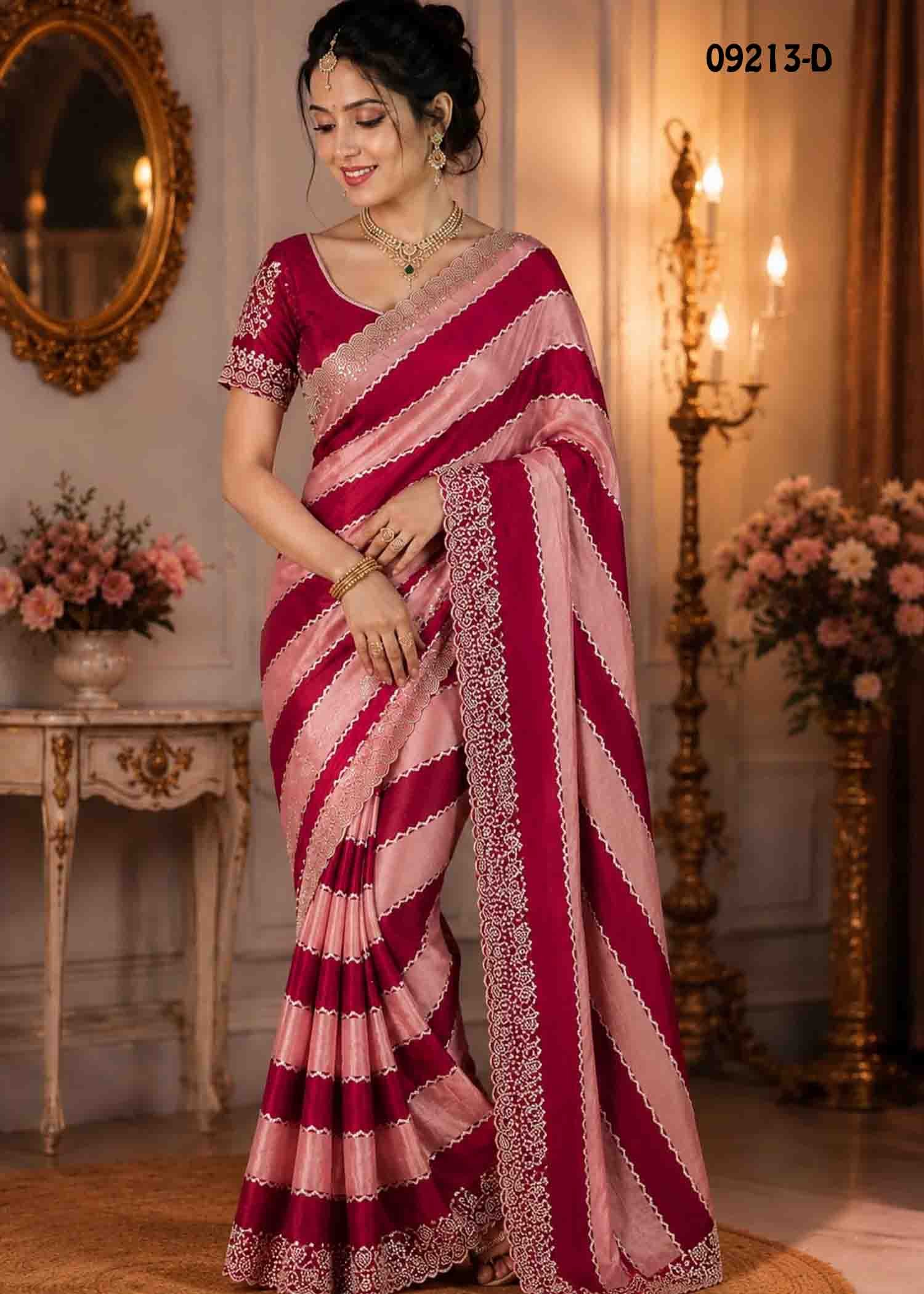 Yashika - 09213-D Pink Color Trendy Space Silk Saree CM1460493 (LR1C)