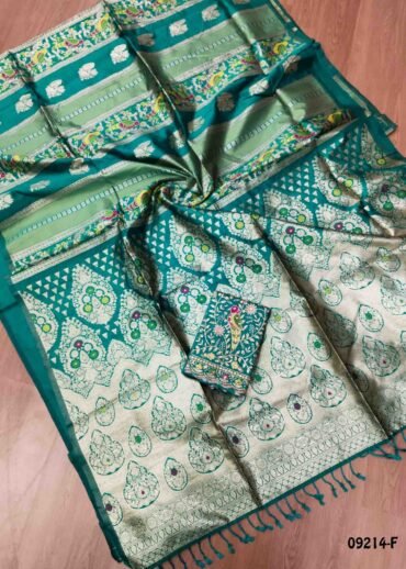 Vinaya - 09214-F Green Color Tissue Moonga Georgette Saree CM1455246 (LR4C)