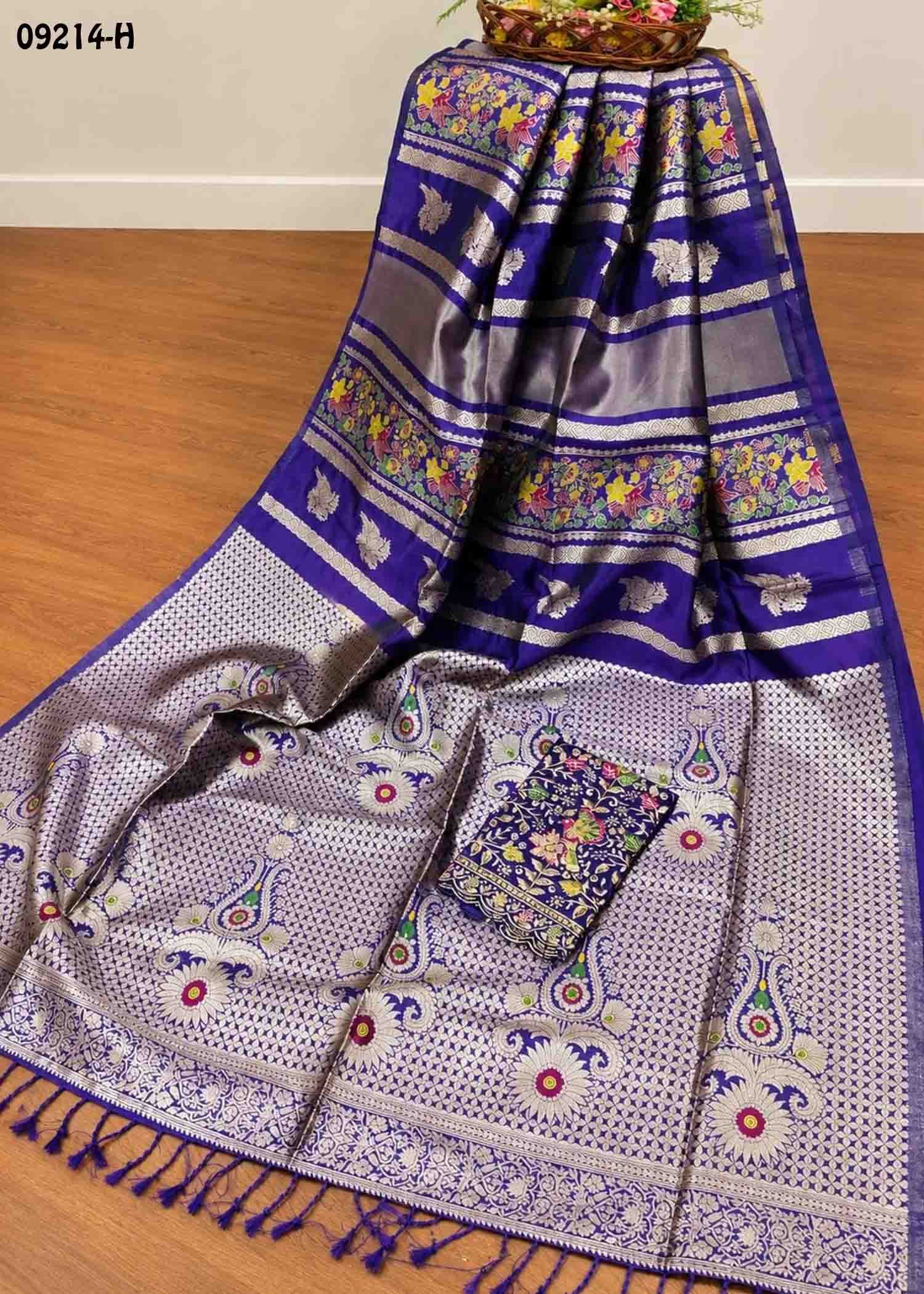 Vinaya - 09214-H Navyblue Color Tissue Moonga Georgette Saree CM1455246 (LR4C)