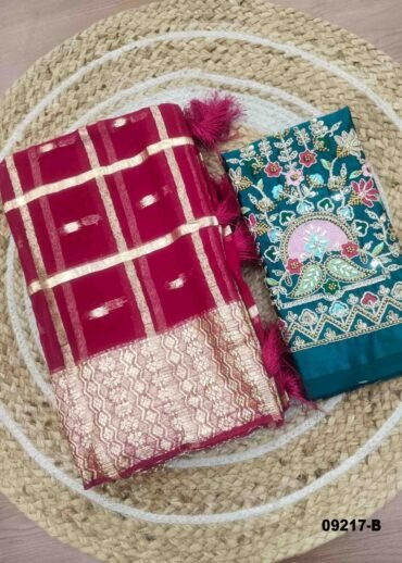Jashwanthika -09217-B  Pink Color Grid Patten Georgette Saree CM1435965 (RR4D)
