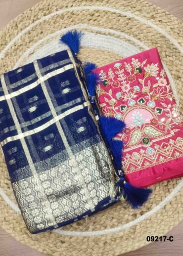 Jashwanthika -09217-C  NavyBlue Color Grid Patten Georgette Saree CM1435965 (RR4D)
